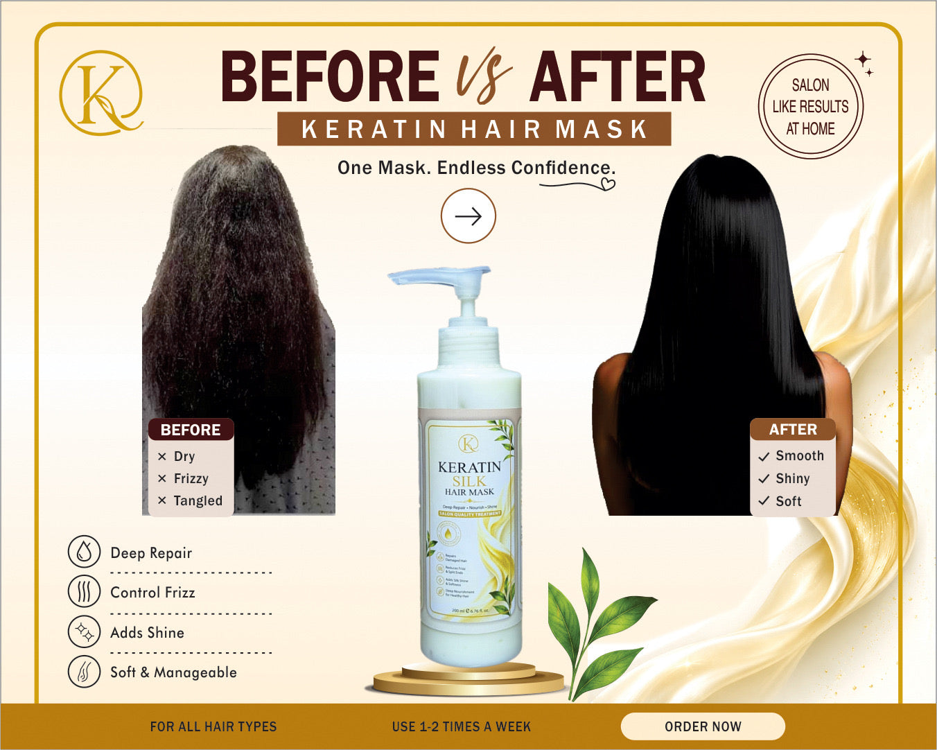 Keratin Silk Hair Mask – Deep Repair & Nourishment (200ml)
